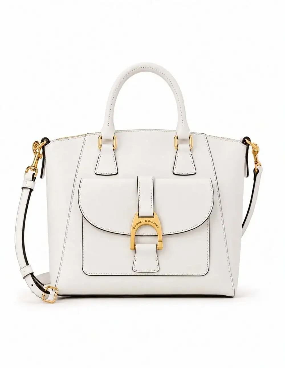 Dooney & Bourke Naomi Satchel White Leather Gold Hardware NWT BEMER1379